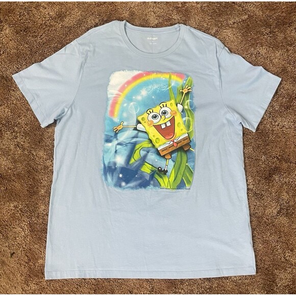 Sponge Bob Square Pants XL Blue Graphic T-Shirt Old Navy Short Sleeves - Picture 1 of 5